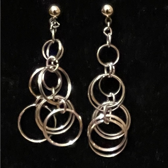 Chic Silver 80’s Style Multi-Hoop Earrings - Picture 2 of 6